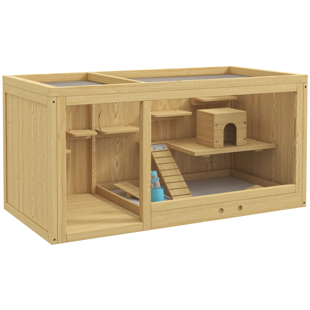 Gabbia per piccoli animali ¨C Xylo ¨C Legno di abete con accessori e beverino, 100x50x50 cm