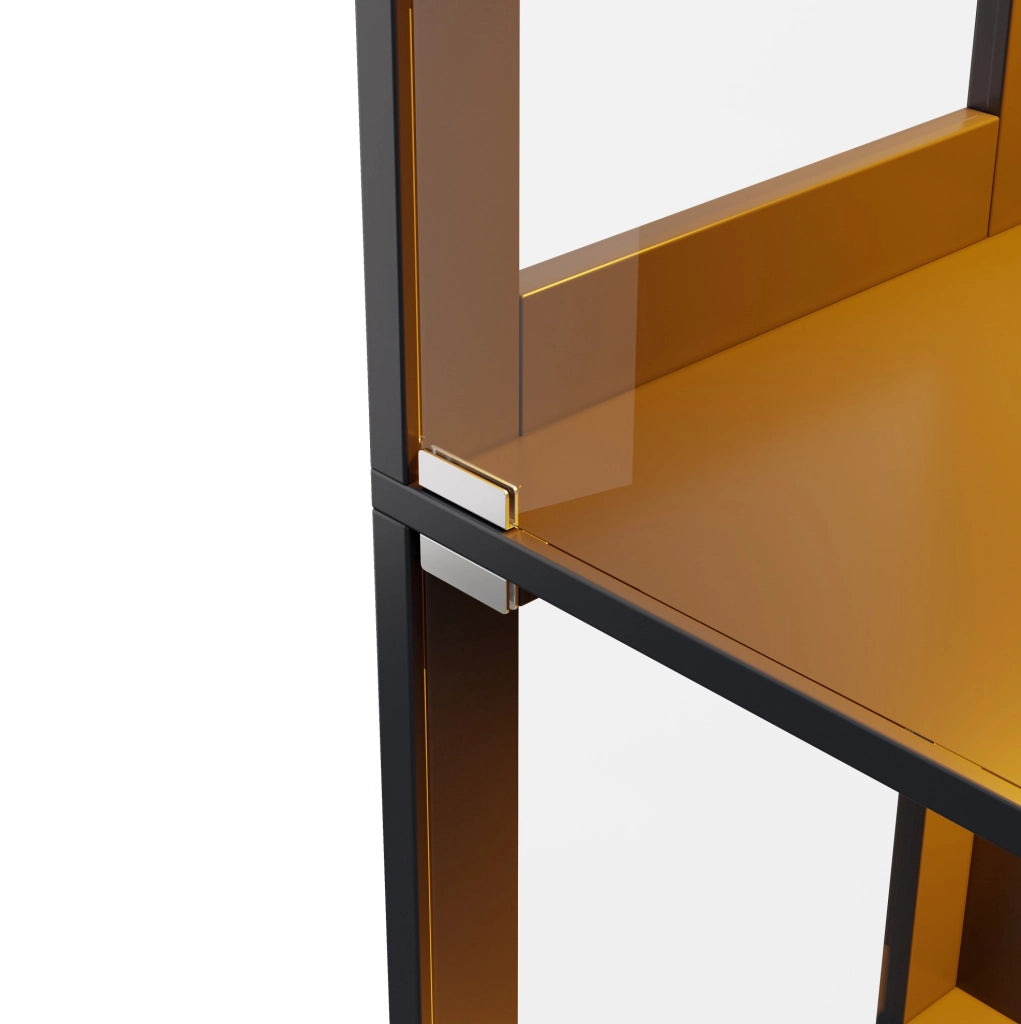 Vetrina LED con 4 ripiani 80 x 35 x 170 cm in MDF e vetro temperato; nera