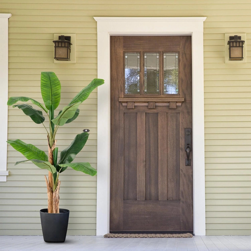 Albero di foglie di banana artificiale con vaso di fiori finti per decorazione interna, pianta tropicale, decorazione per ingresso, soggiorno, balcone, ufficio, 165 cm