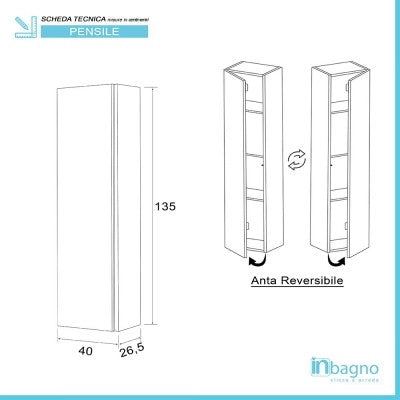 Pensile da H135 cm Effetto Pietra Beige 4 Ripiani