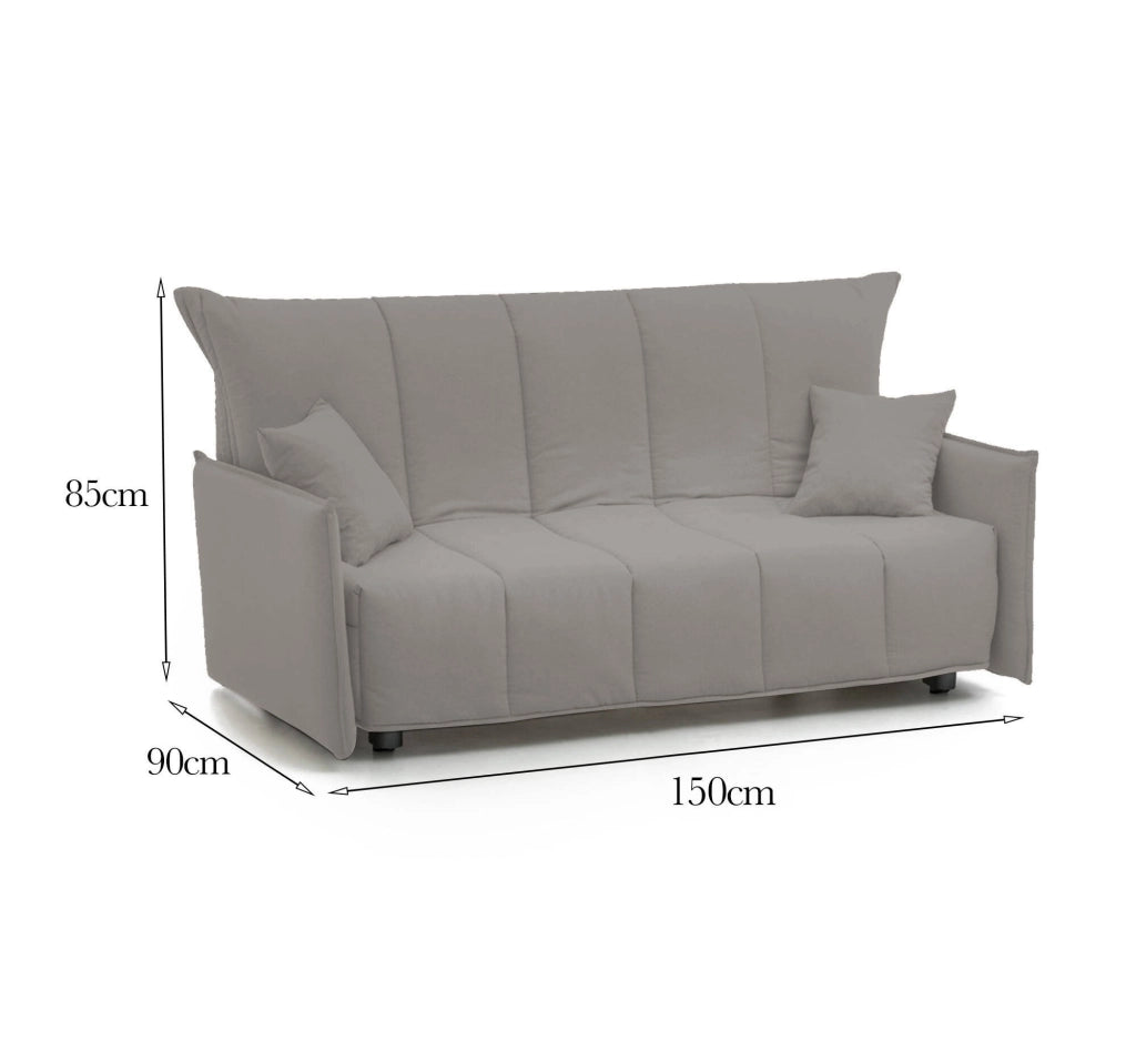 Divano Letto Alaric, Divano a 2 posti, Made in Italy, SofÒ  Soggiorno con apertura a carrello con apertura a carrello, in tessuto imbottito, con Braccioli standard, cm 150x90h85, colore Grigio