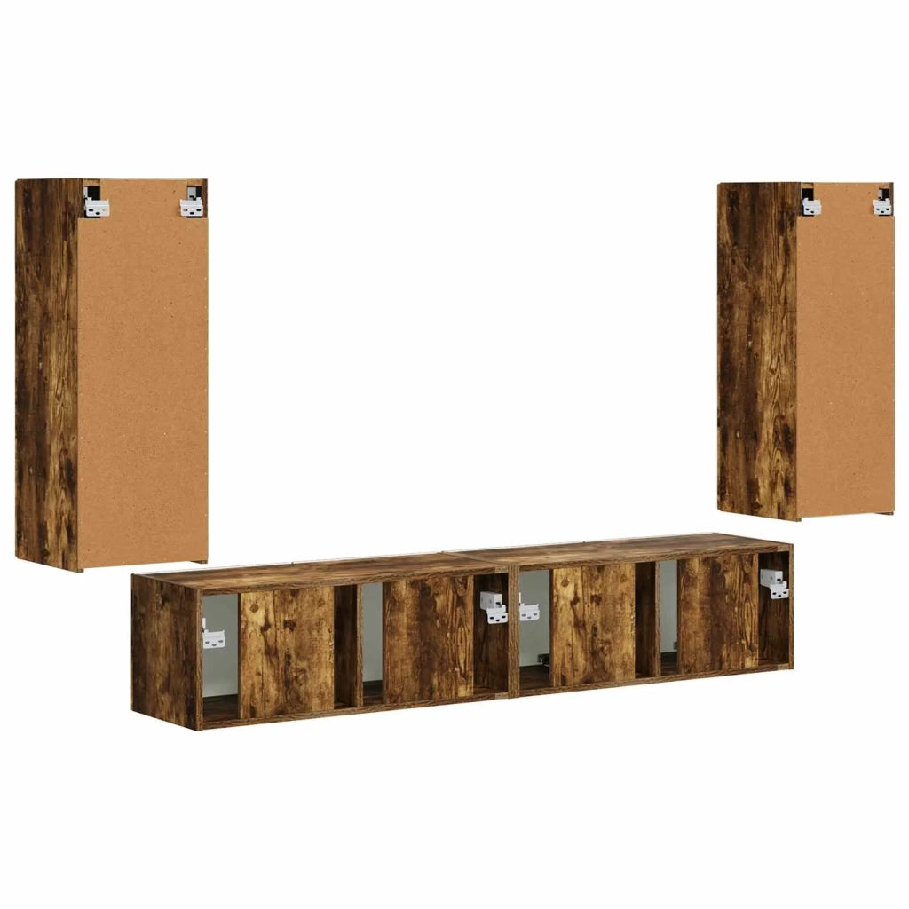 Set di Mobiletto da TV a Parete 4 pcs Rovere fumé