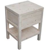 comodino 1 cassetto 1 ripiano legno massello abete grezzo 45x38x60 (3304) - Mobili 2G