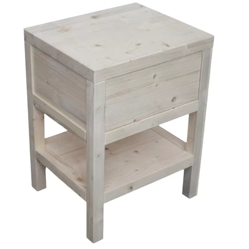 comodino 1 cassetto 1 ripiano legno massello abete grezzo 45x38x60 (3304) - Mobili 2G