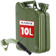 Tanica di carburante KADAX da 10 litri, contenitore per acqua e olio, tanica in metallo con imbuto.