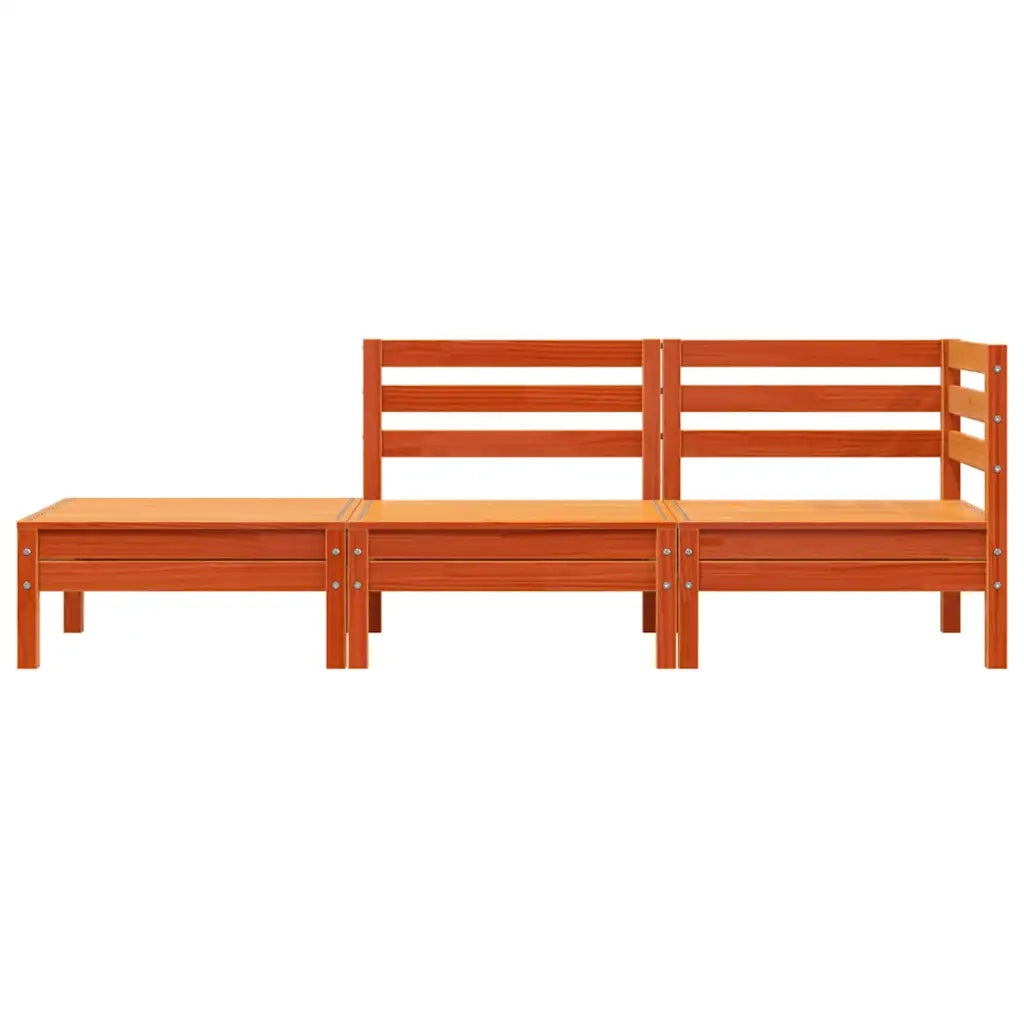 Divano da Giardino a 3 Posti Marrone Cera Legno Massello Pino 838044