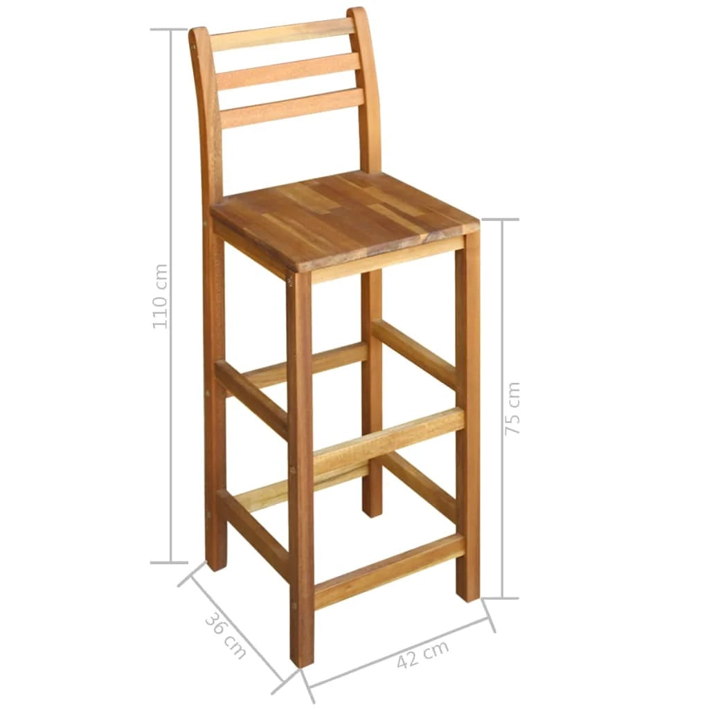 Set di due sgabelli da bar di design seduta in legno massello di acacia 1202053