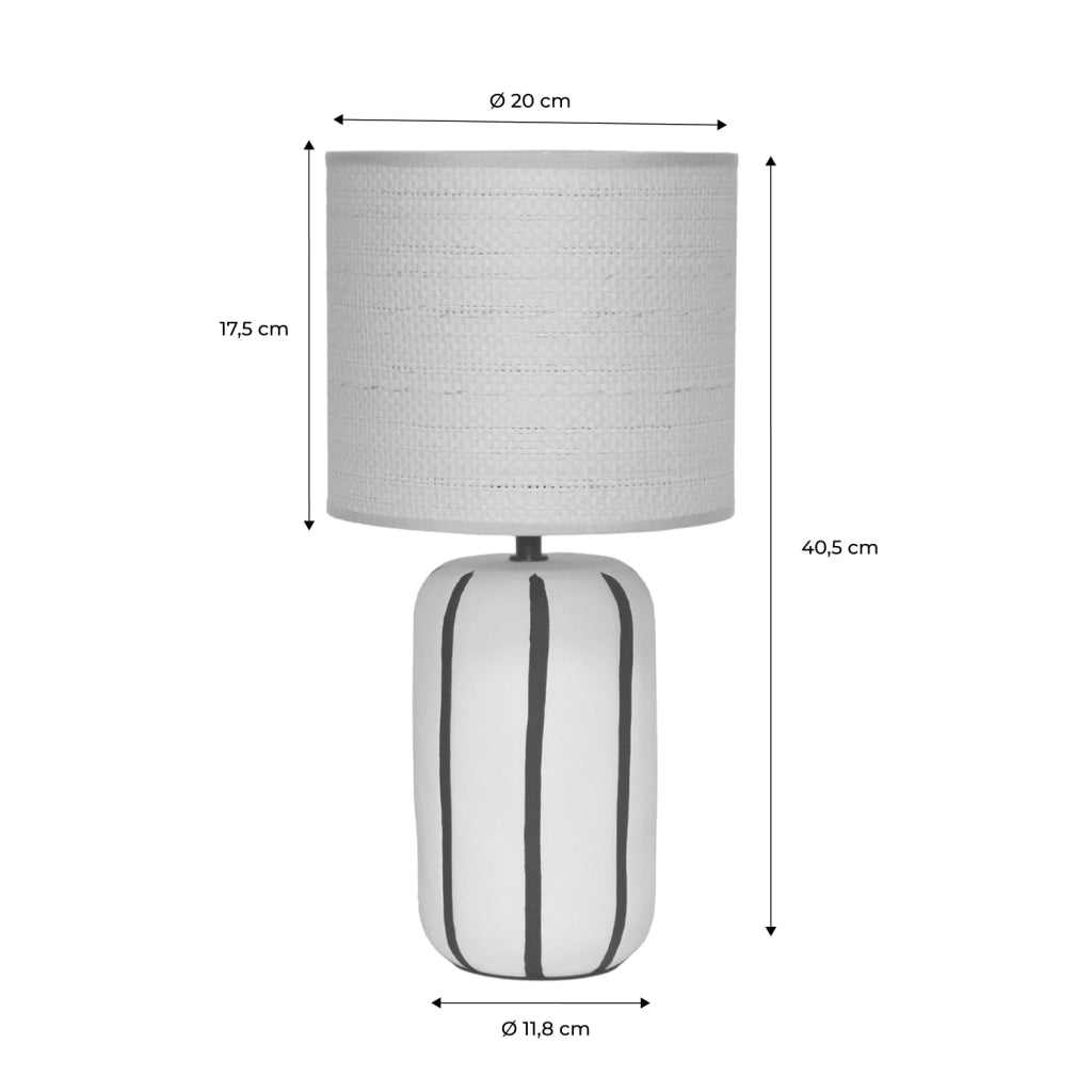 Lampada da tavolo in ceramica per interni con effetto rattan, 41cm,