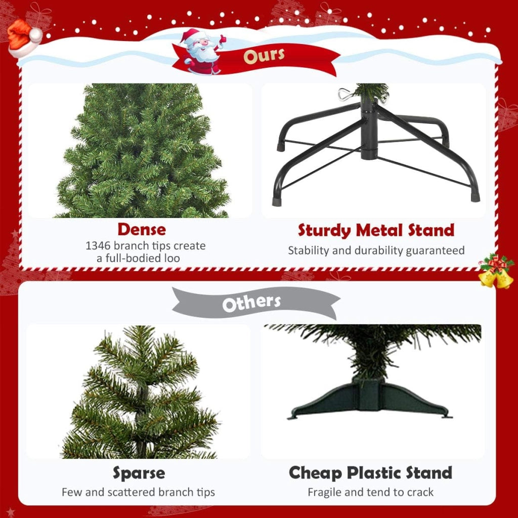 Albero di Natale Verde 180/230 cm, Albero di Natale Folto, Albero di Natale per Feste, Case, Uffici, Negozi, Bar, Scuole, Supporto in Ferro, Rami Spessi