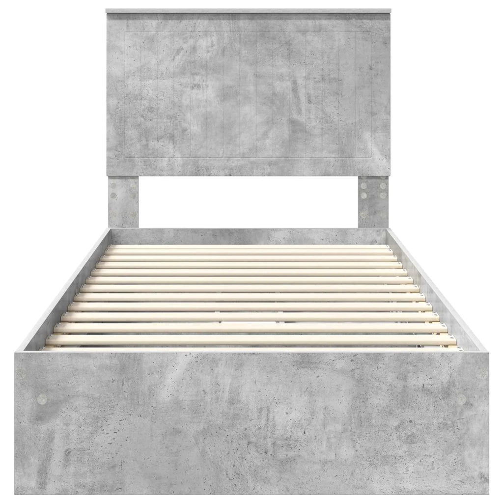 Letto con Contenitore con testiera Grigio cemento 90 x 190 cm 3411253