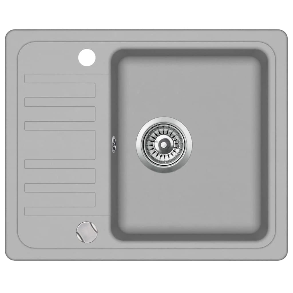 Lavello da cucina in granito vasca singola 57,5 ​​x 46 cm grigio 02_0002322