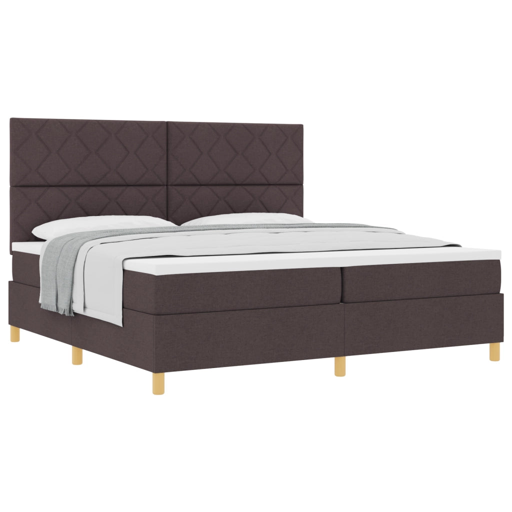 Letto Box Spring con Materasso Marrone Scuro 200x200 cm Tessuto