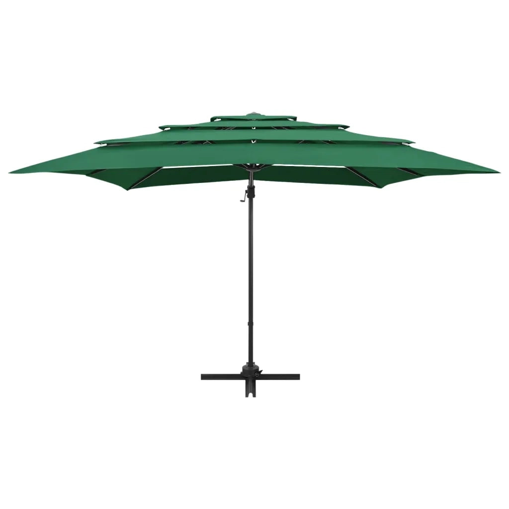 Ombrellone a Sbalzo 4 Livelli Palo Alluminio 250x250 cm Verde 313821