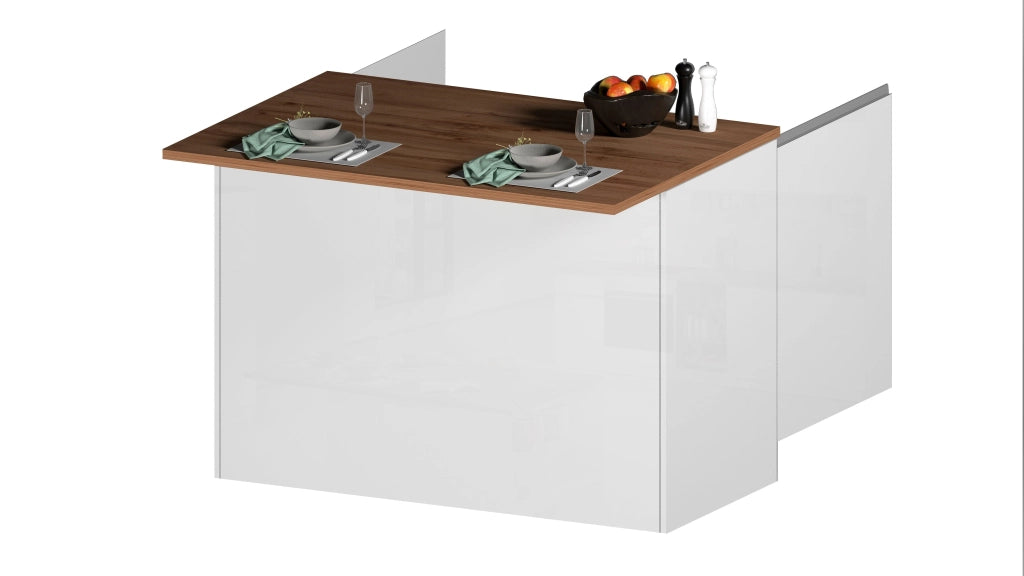 Isola Cucina SOLE 2 Ante – Bianco lucido/Rovere 125x90x90 cm, Made in Italy