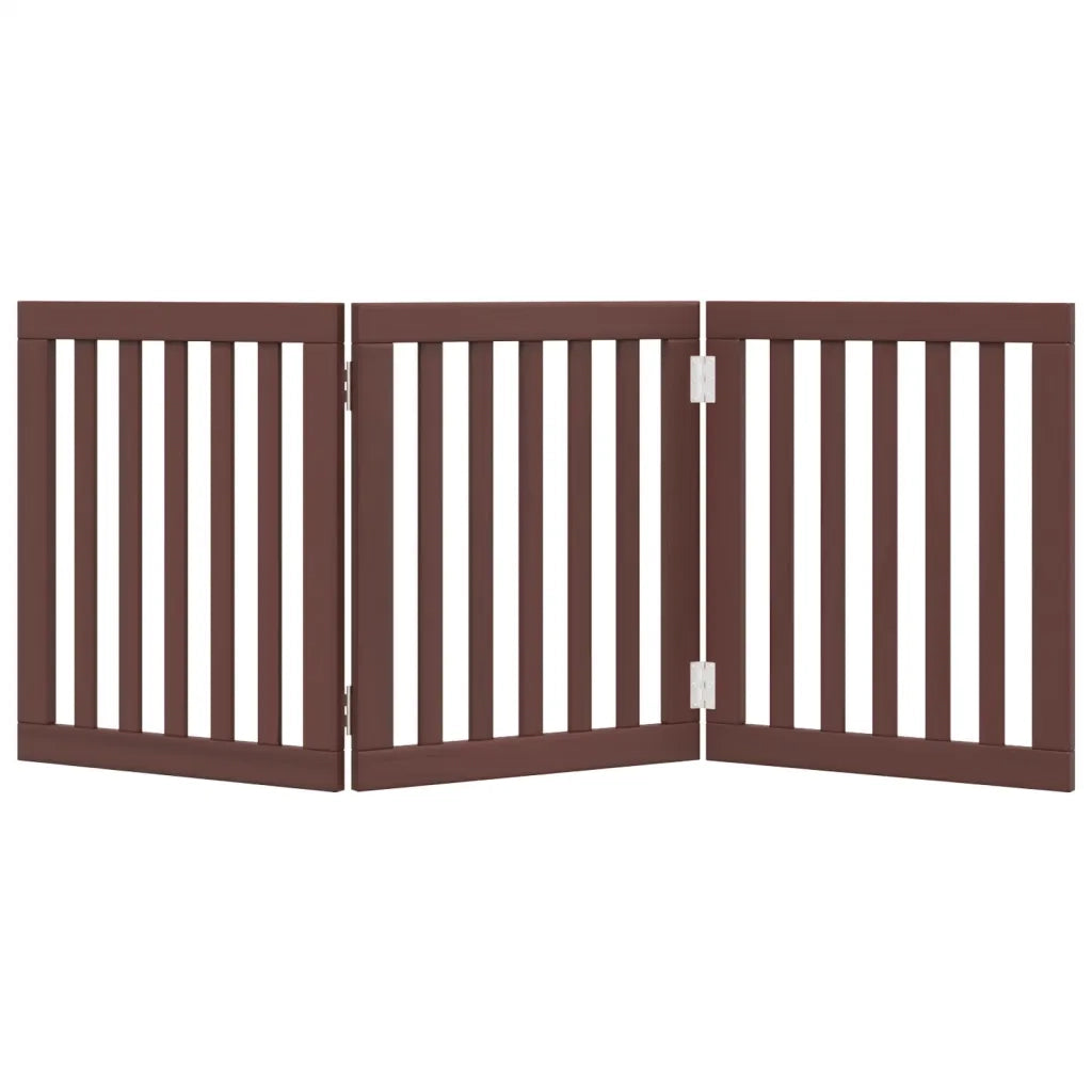 Cancello Cani Pieghevole 3 Pannelli Marrone 150cm Legno Pioppo 352260