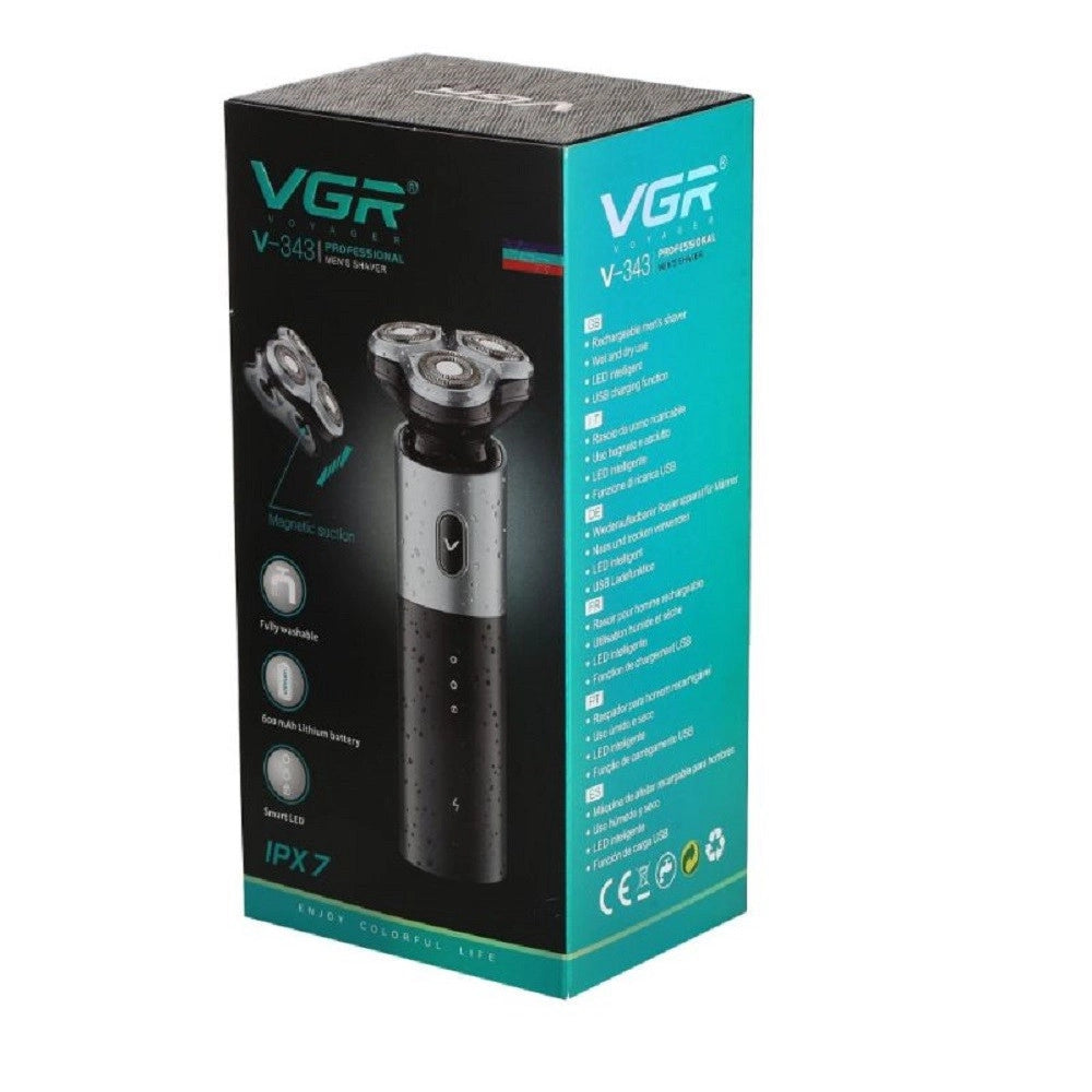Trade Shop - Rasoio Elettrico 3 Teste Rotanti Barba Cordless Usb Rifinitore Impermeabile V343 -