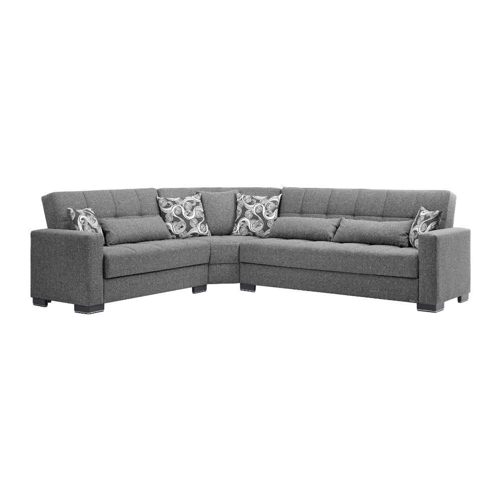 Divano angolare reversibile Fermina Wedge con doppio letto e doppio contenitore in Crown 18 grigio