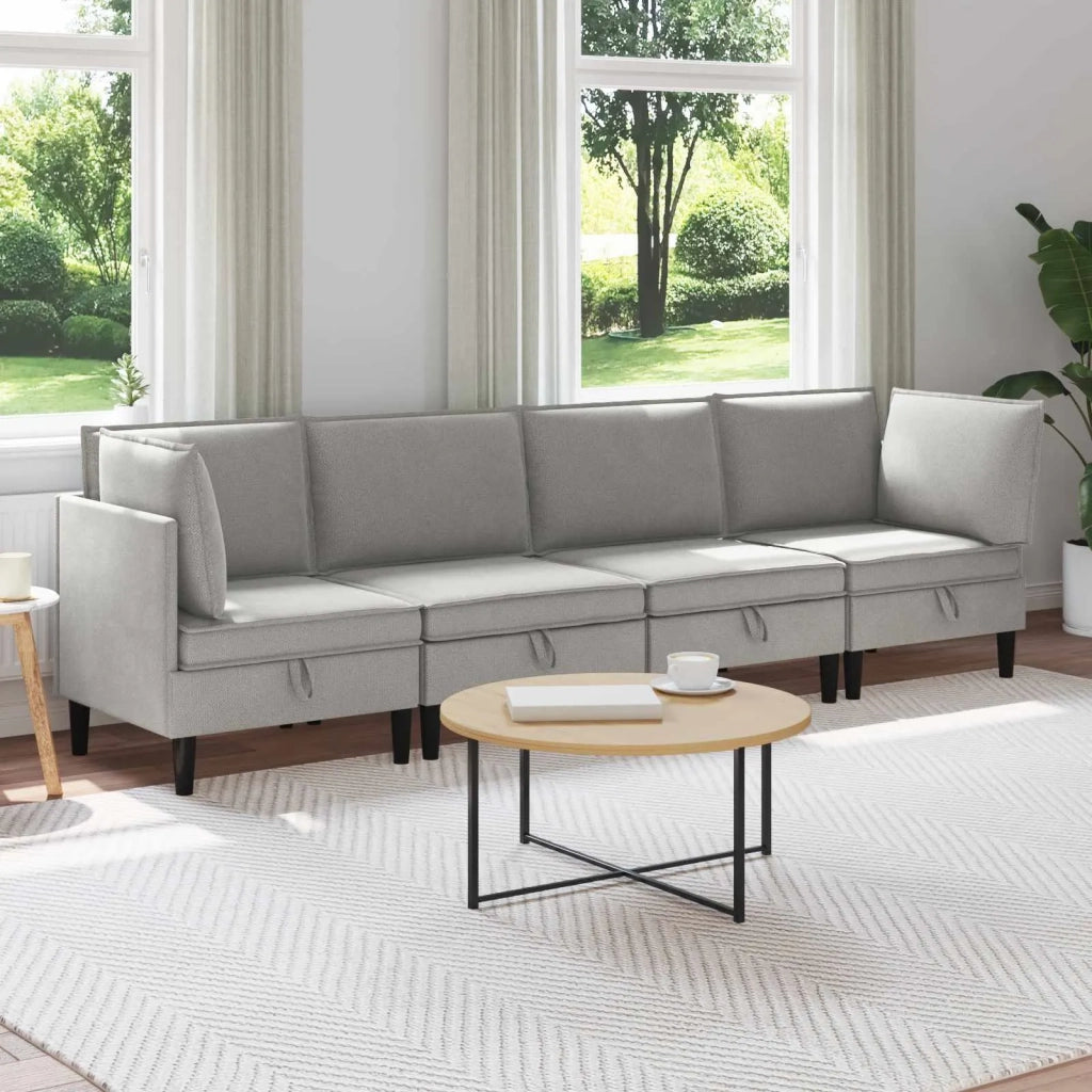 Set di mobili per il soggiorno 4 pcs Grigio chiaro Tessuto 3413799