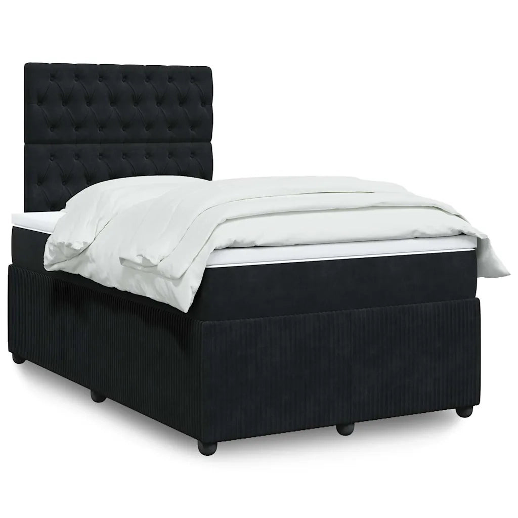 vidaXL Giroletto a Molle con Materasso Nero 120x190 cm in Velluto