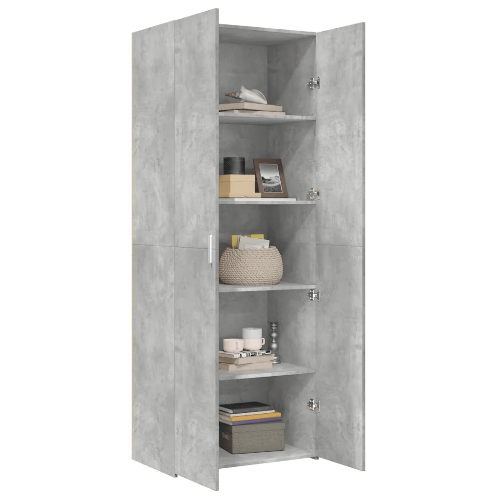 Credenza Grigio Cemento 70x42,5x185 cm in Legno Ingegnerizzato