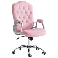Sedia da Ufficio, Schienale Reclinabile, Regolabile in Altezza, Finitura in Velluto, fino a 120 kg, Rosa