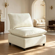 Poltrona 1 posto in lino crema 74x85x78 cm