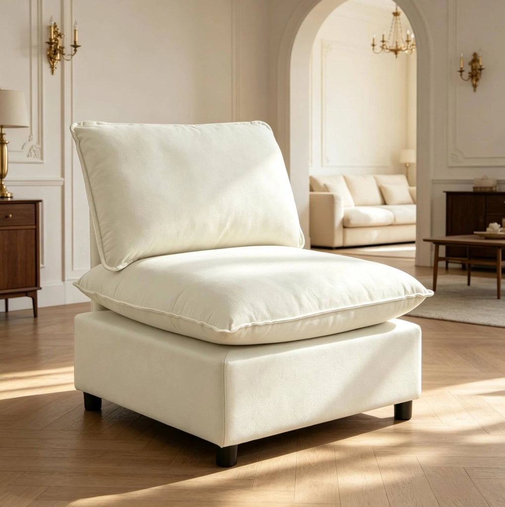 Poltrona 1 posto in lino crema 74x85x78 cm