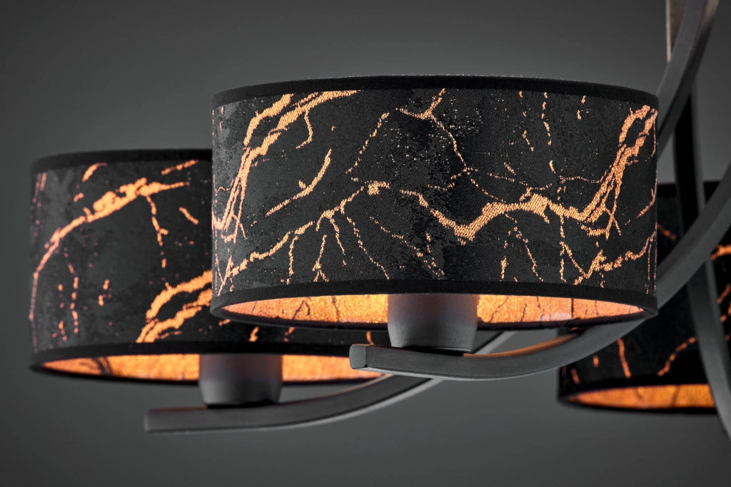 Lampadario ARTHUR Jupiter nero/rame 5xE27 catena paralumi decorativi