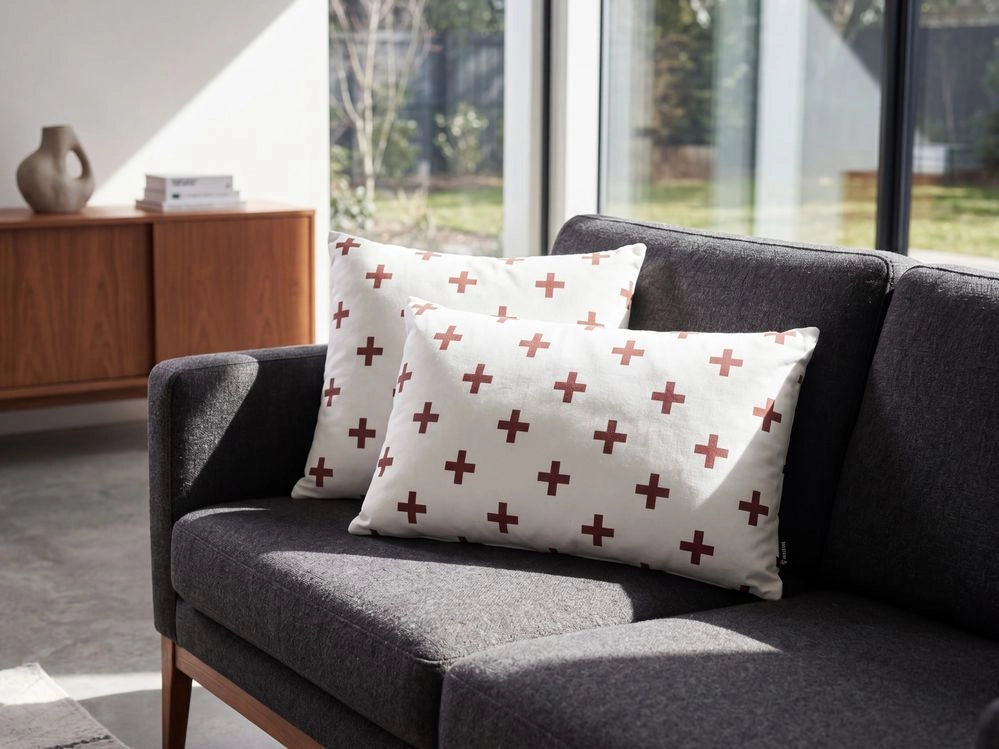Set di 2 cuscini decorativi in cotone bianco 35 x 50 cm stile moderno soggiorno