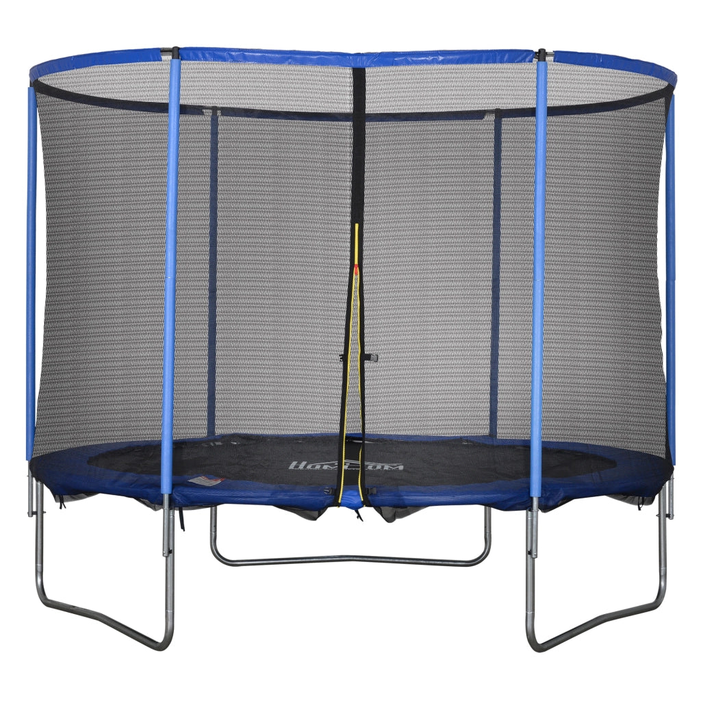 Trampolino da giardino con rete di sicurezza per interni ed esterni ¨C zephmum ¨C Blu+Nero 113.6kg 305x248cm