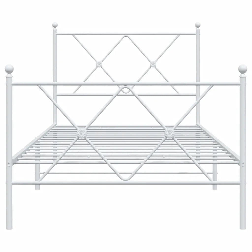 Giroletto con Testiera e Pediera Metallo Bianco 90x200 cm 376562