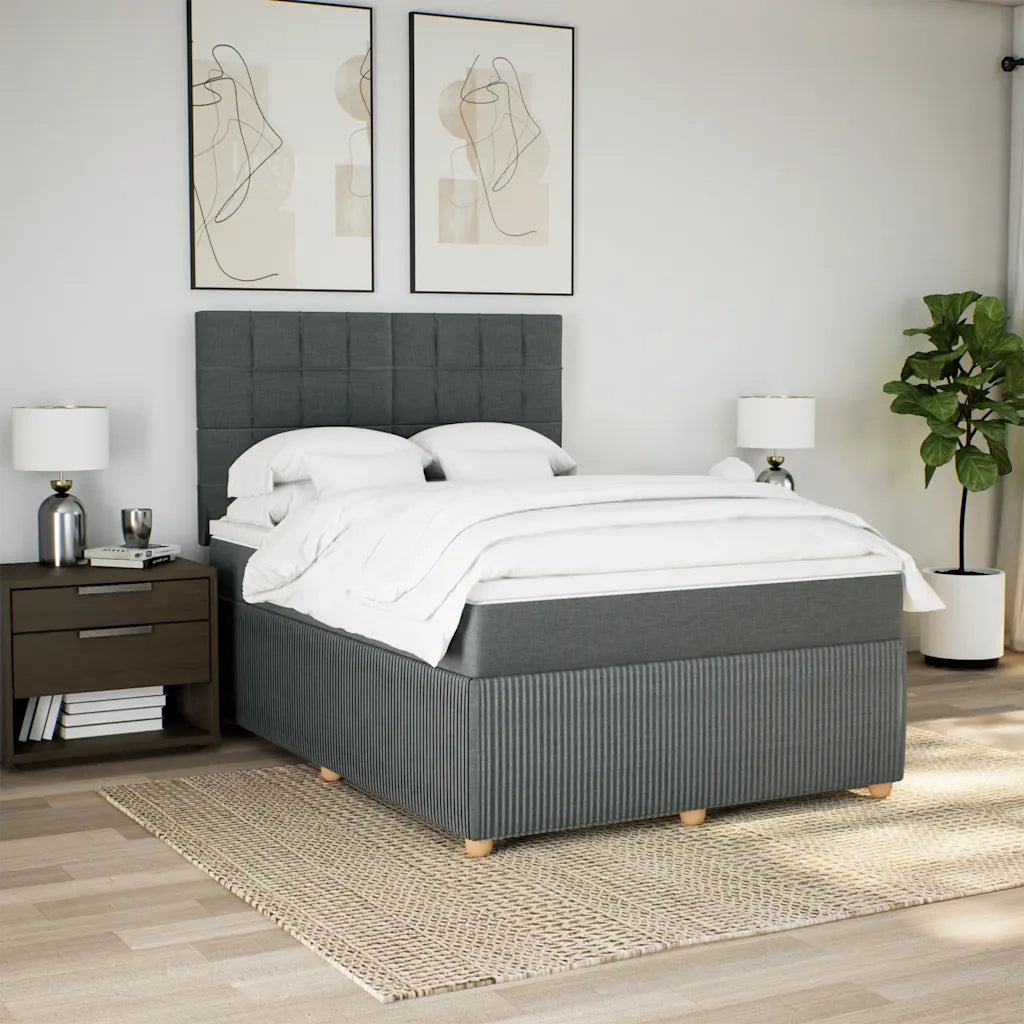 Giroletto a Molle con Materasso Grigio Scuro 140x200cm Tessuto