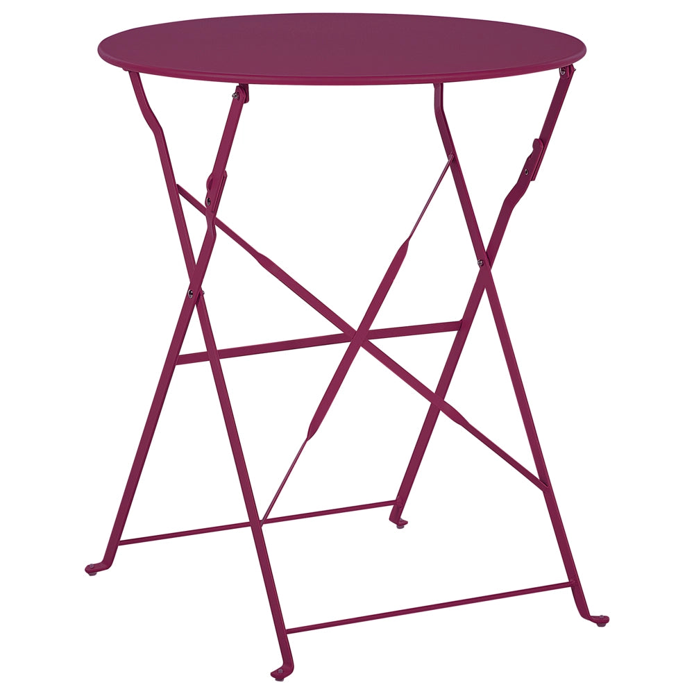 Set da Esterno 3 pezzi Tavolino e 2 Sedile Pieghevoli in Metallo Bordeaux