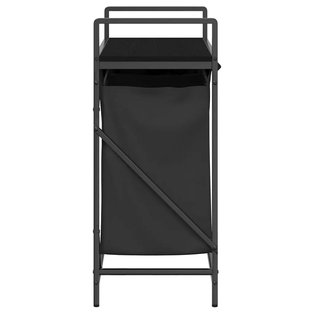 Cesto per la Biancheria 2 Scomparti con Ripiano Rovere Nero CFW5021693