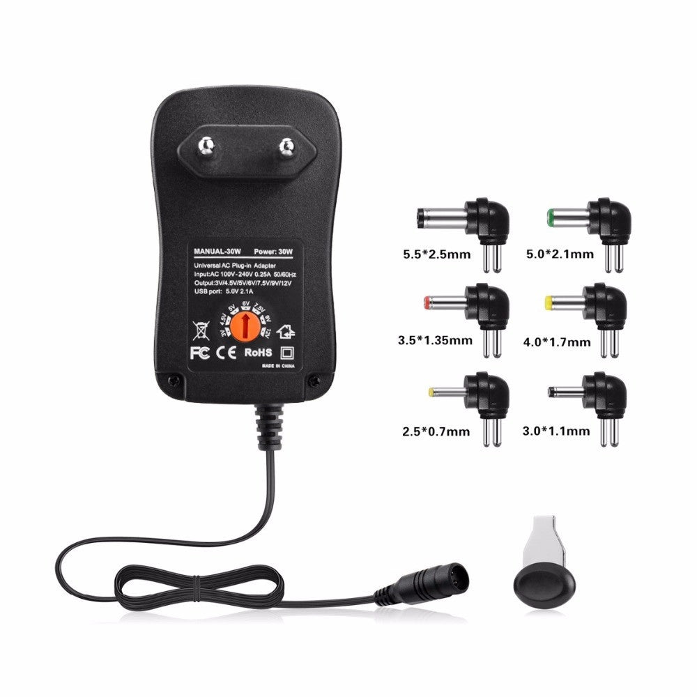 Trade Shop - Trasformatore Alimentatore Universale 500ma 5 A 12v 8 Adattatori Potenza 45w Usb -