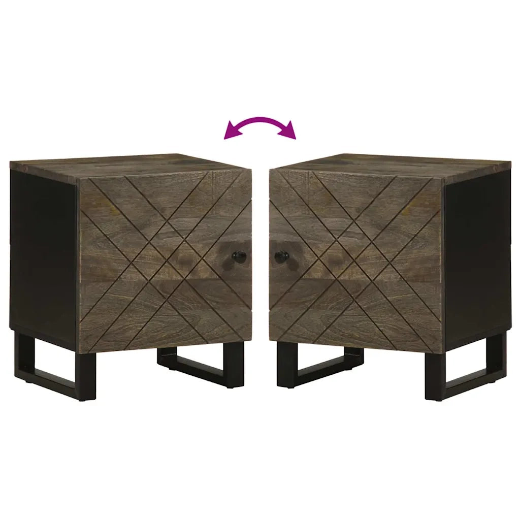 Comodini 2pz Neri 40x33x46 cm in Legno Massello di Mango 4017681