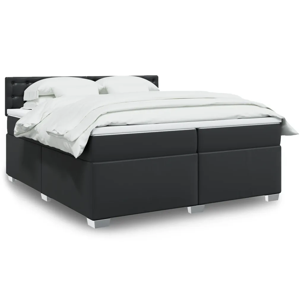 vidaXL Giroletto a Molle con Materasso Nero 200x200 cm in Similpelle
