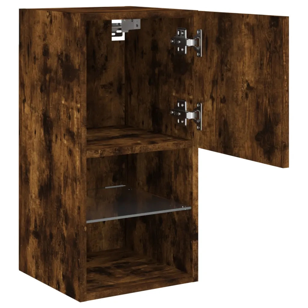 Mobili Porta TV con Luci LED 2 pz Rovere Fumo 30,5x30x60 cm 836996