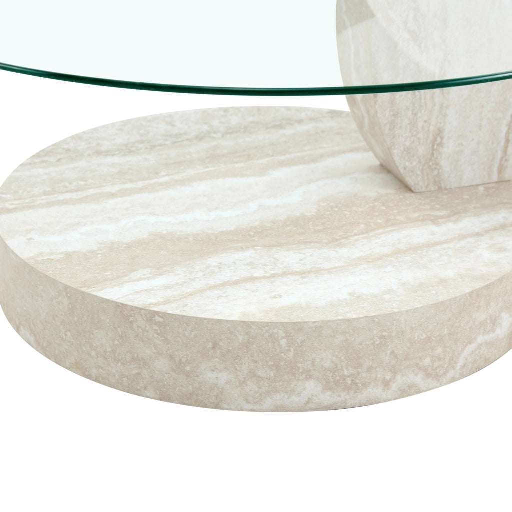 Tavolino da caffè 78.5x78.5x24.5 cm a due ripiani in MDF e vetro grigio chiaro