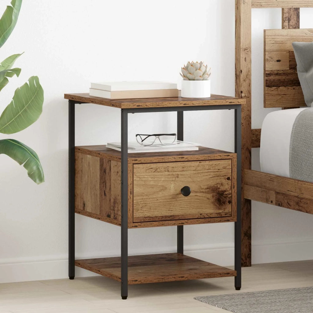 Set di 2 Comodini | Armadio da Notte | Mobiletto da notte Legno vecchio 40 x 42 x 56 cm