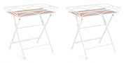 Set 2 Tavolini da Soggiorno 63x40x60 cm in Acciaio Guenda Bianco