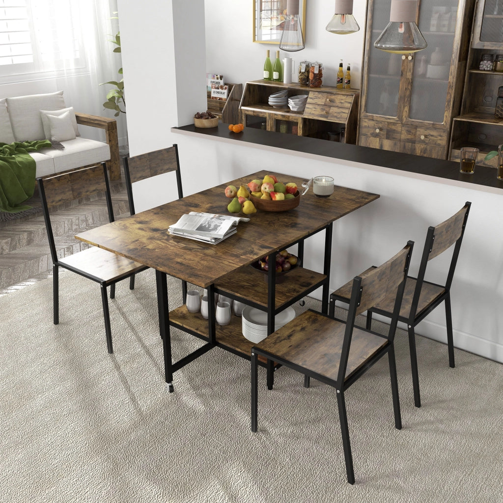 Tavolo da pranzo pieghevole ¨C zephmum ¨C 140x80x75 cm, marrone e nero