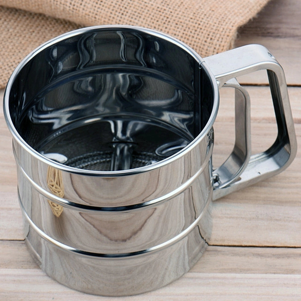 Trade Shop - Setaccio Da Cucina Per Farina E Zucchero A Velo Acciaio Inox Spolverare 250 Gr -