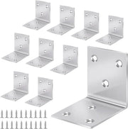 Angoli di acciaio inox RVS 90 gradi, 10 pezzi, 50x50x50mm con 60 viti.