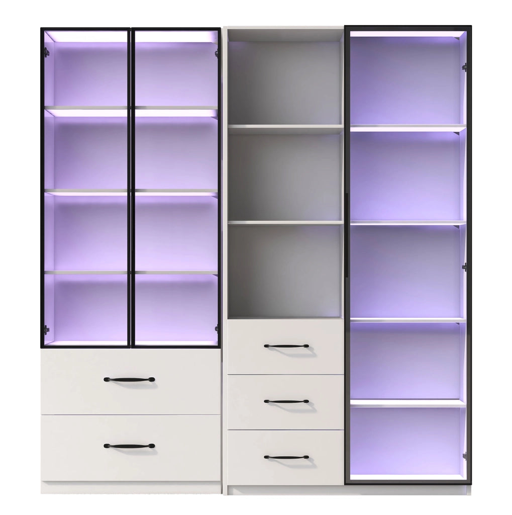 Vetrina LED modulare bianca 140 x 40 x 160 cm