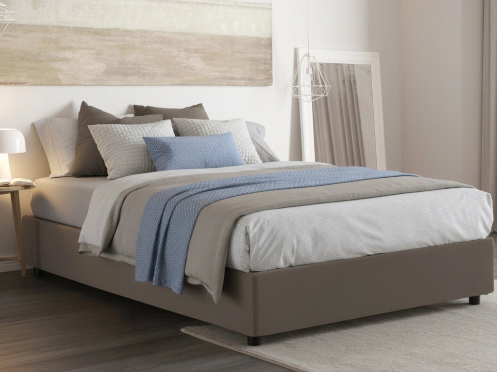 Letto Matrimoniale Aluin, Letto Matrimoniale Materasso Incluso Made in Italy, Grigio