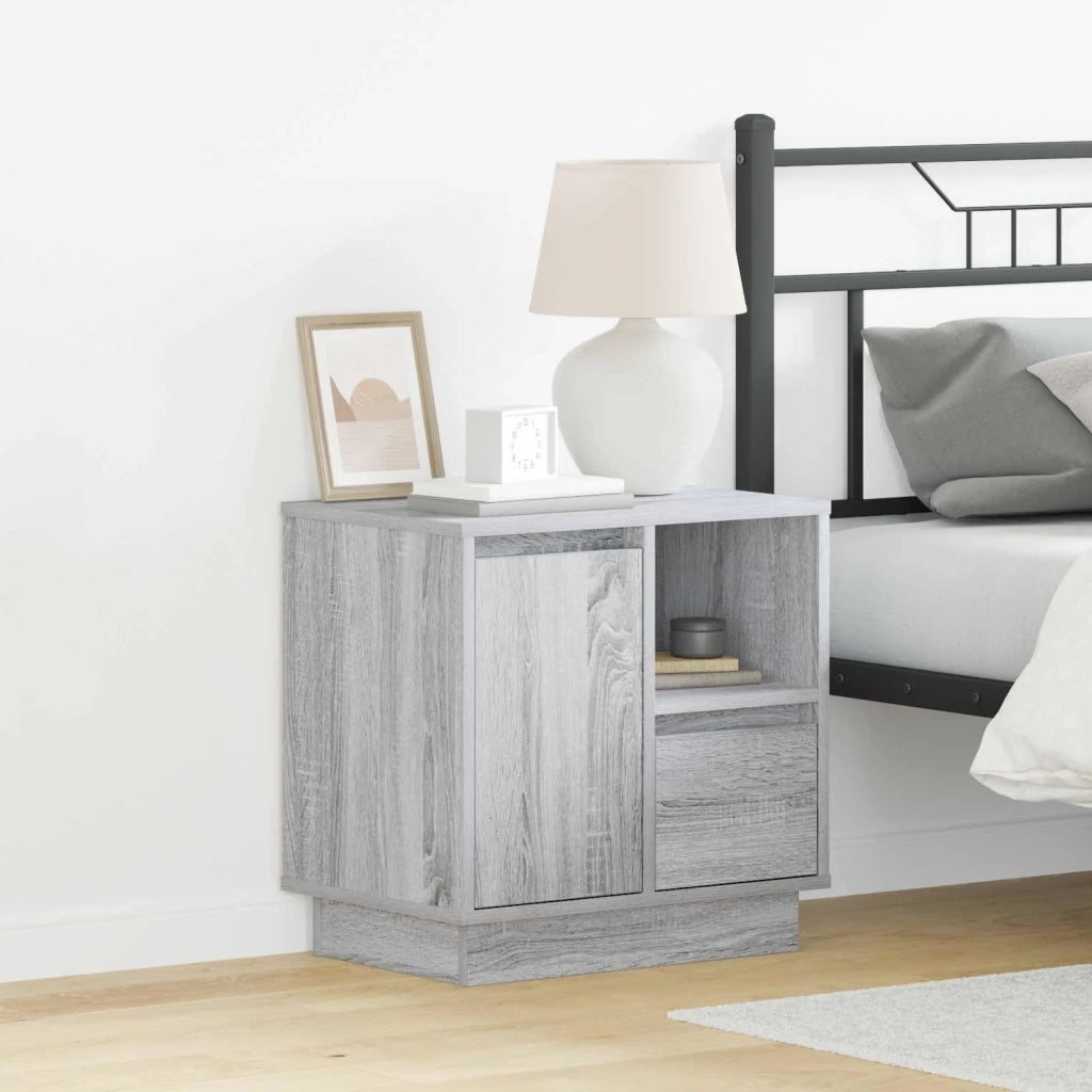 Comodino | Armadio da Notte | Mobiletto da notte Grigio 50 x 34,5 x 50 cm. Legno multistrato