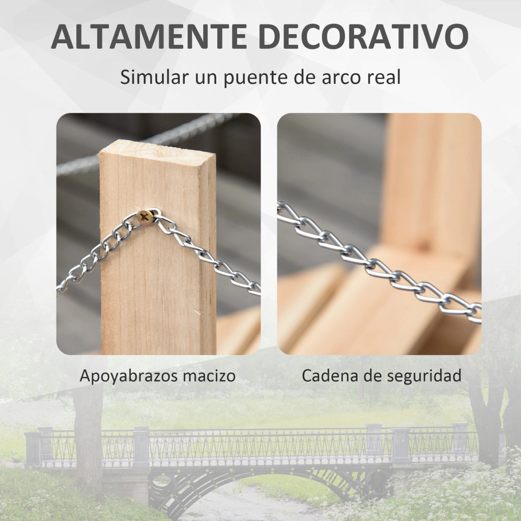 Ponte Giardino Legno con Passamano ¨C zephmum ¨C Naturale 100x32x48 cm