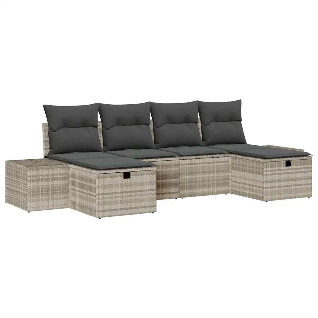 Set Divano da Giardino 6 pcs Grigio chiaro polyrattan 3359421