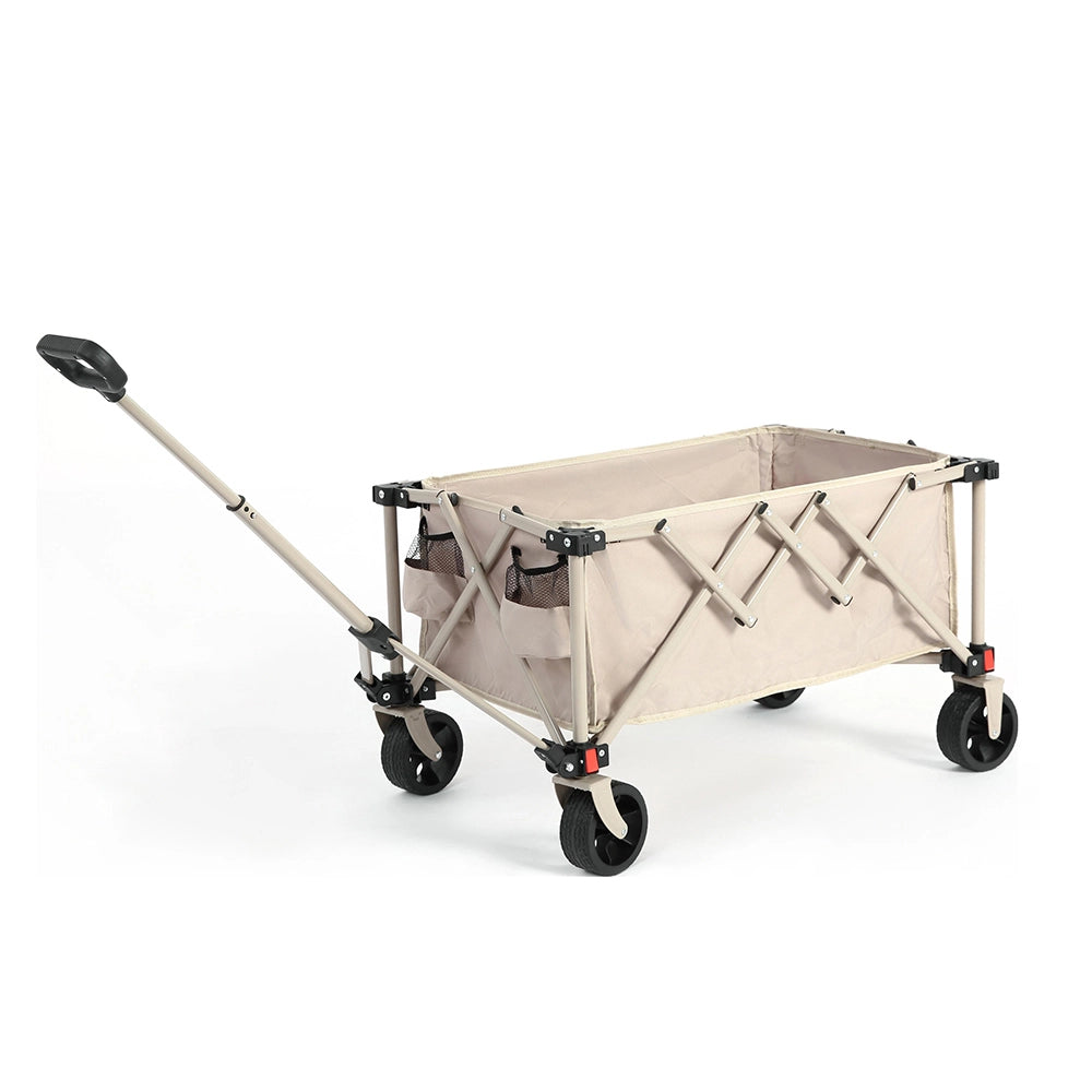 Carrello pieghevole robusto - Xylo - Ruote fuoristrada manico regolabile - Beige
